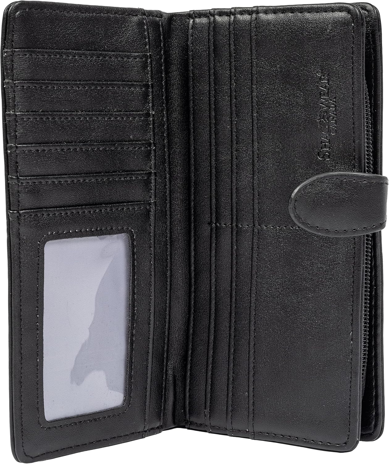 Shag Wear Women's Premium Vegan Clutch Cardholder Zipper Wallet Purse with Pretty One line Drawing, Black - Image 2