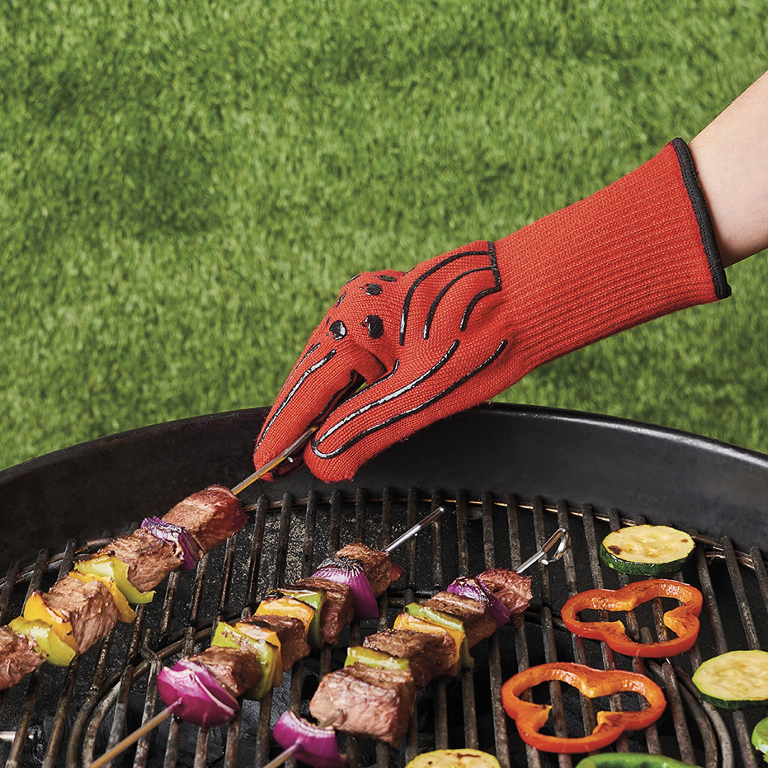 MASTRAD F80810 - Guante para barbacoa (protección contra el calor hasta 500 ºC, aislamiento perfecto, antideslizante, talla única), color rojo