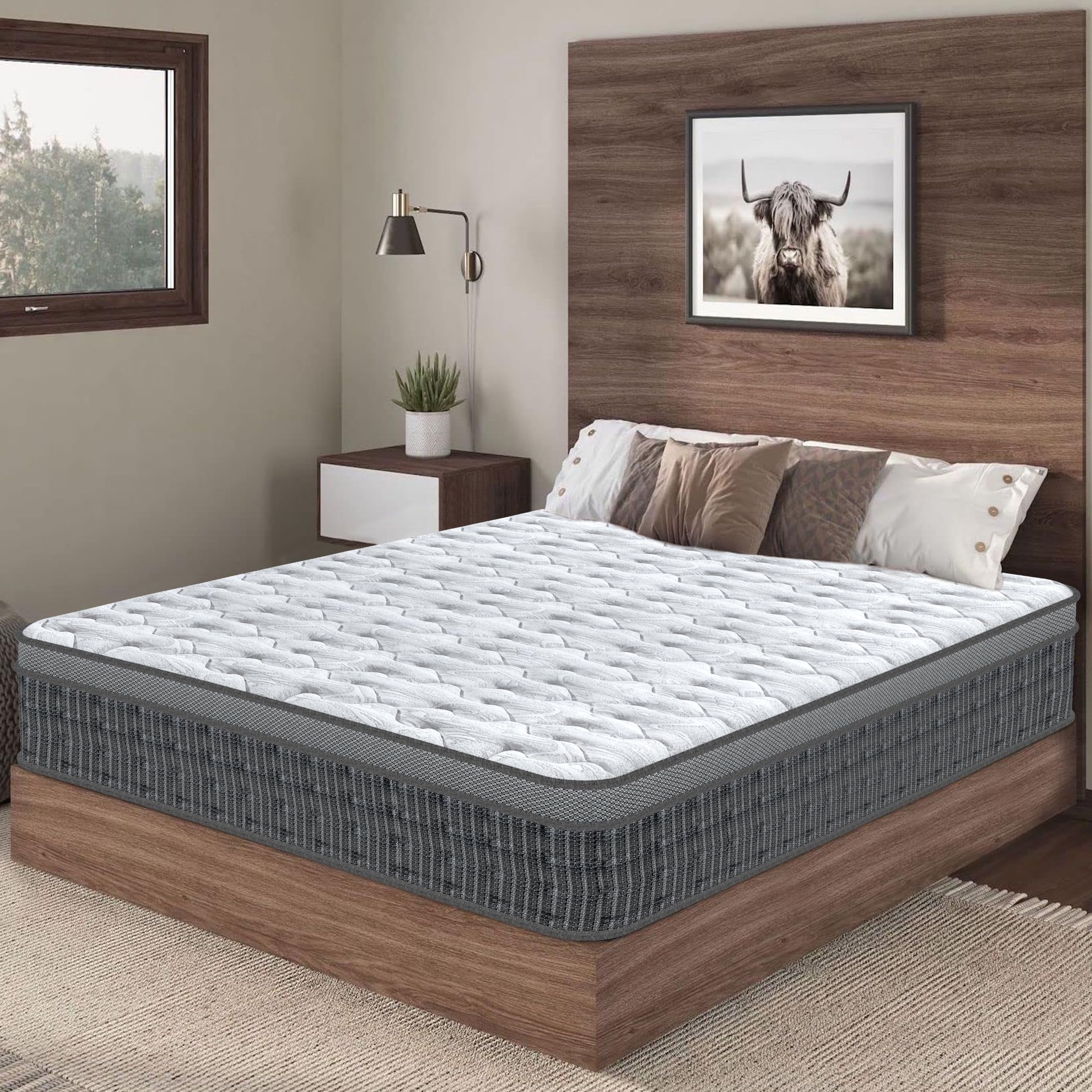 YIDATONG King Mattress 5FT 150x200x28 cm| 11 Inch Memory Foam & Pocket Sprung | 7-Zone Orthopedic Support,Medium Firm,Edge Support,Motion Isolation