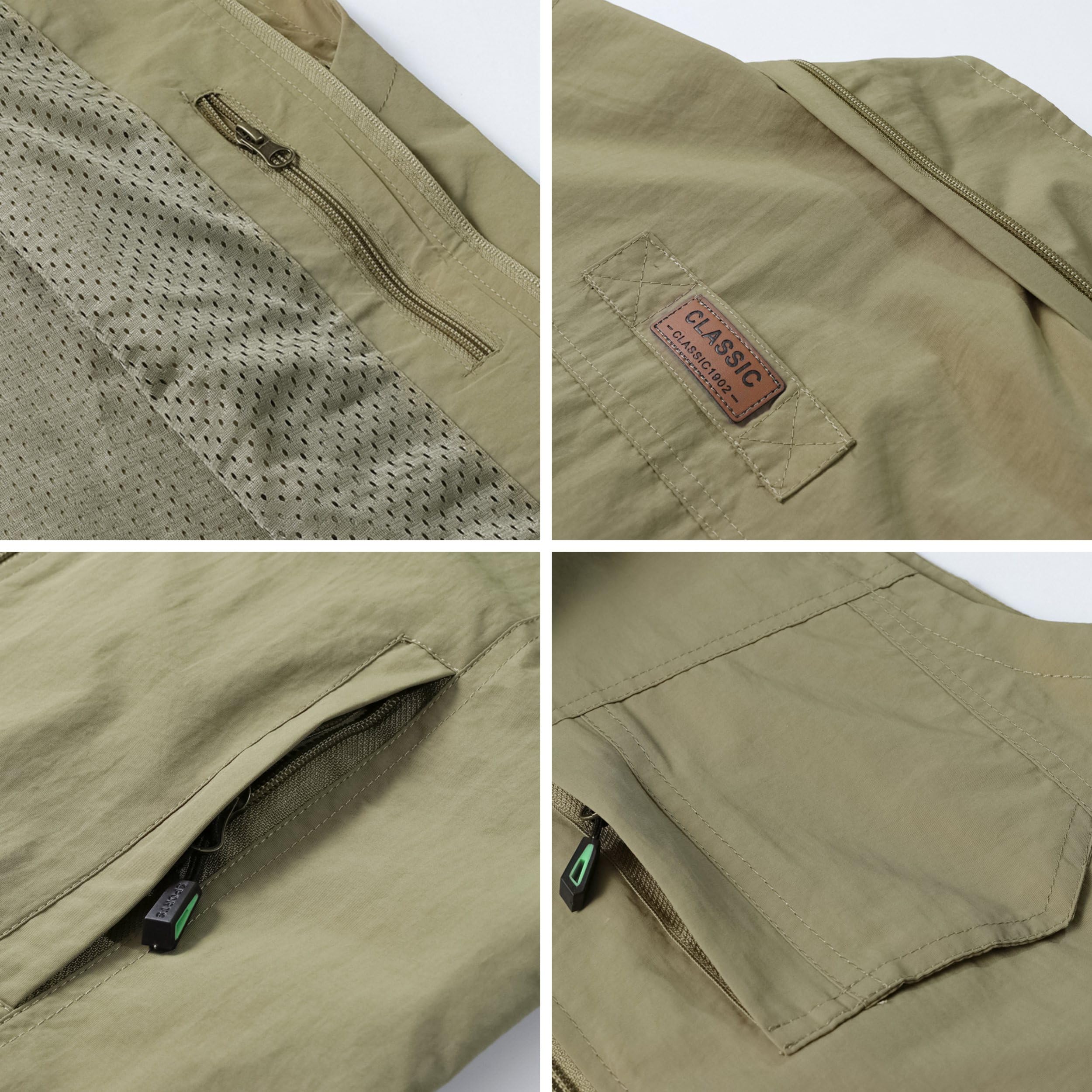 Gilet da Pesca da Uomo All'aperto Casual Asciugatura rapida Giubbotto Sportivo Multi-Tasche Gilet da Pesca Campeggio Caccia Fotografia Giacca Senza Maniche da Gilet con Cappuccio Staccabile