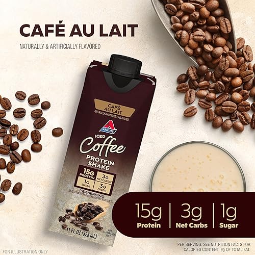 Miniatura 2 de Atkins Batido de proteínas de café helado au Lait con café y proteínas apto para cetos y sin gluten 12 batidos