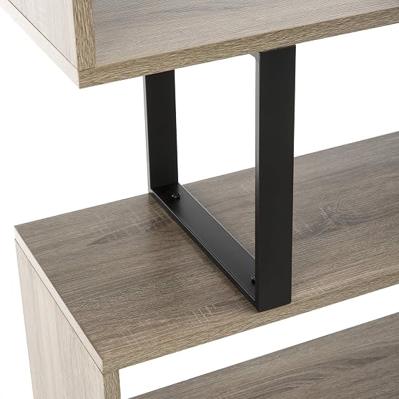 Safavieh Home Collection Louise Retro Mid Century Wood Etagere, Oak and Black