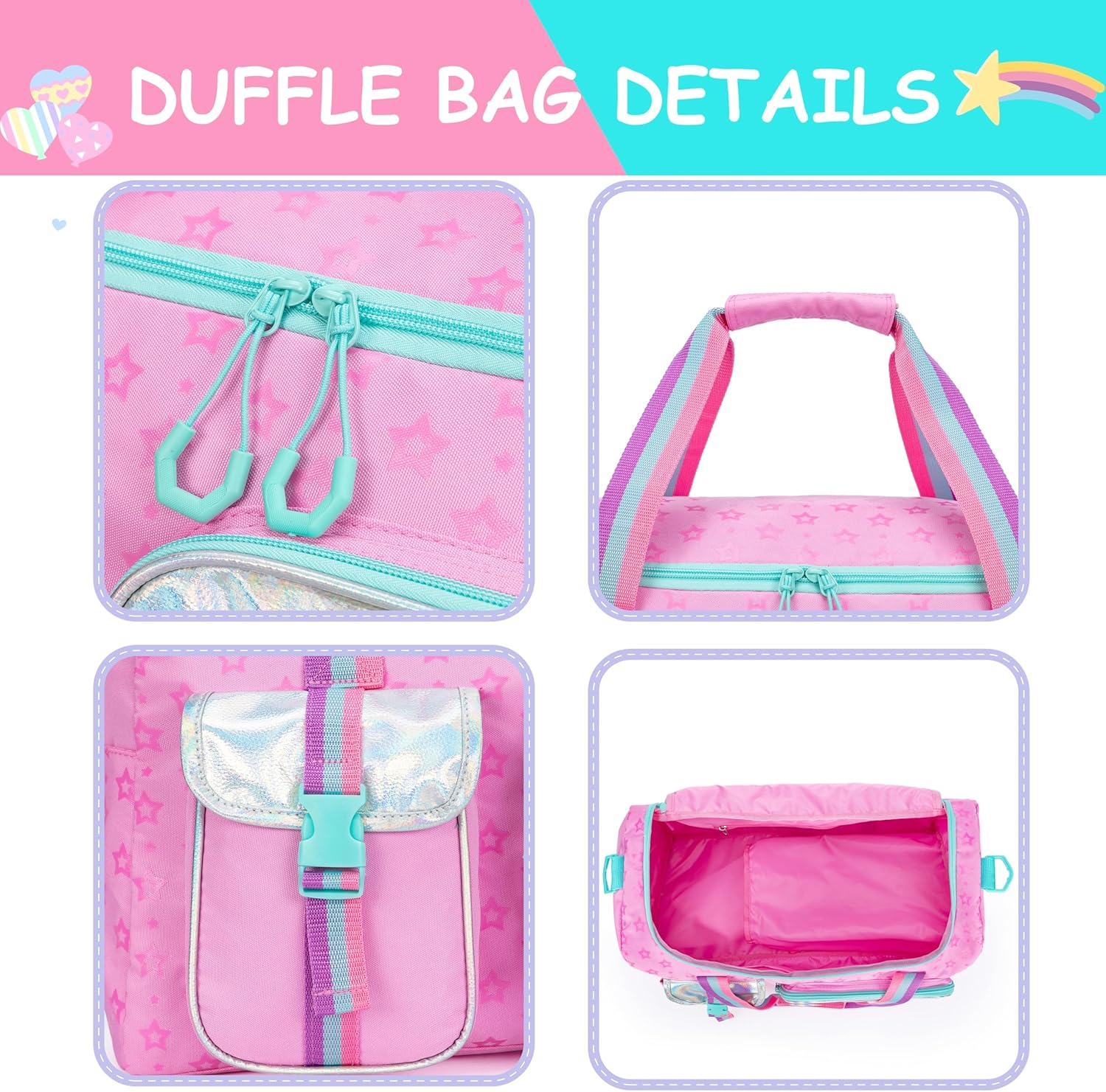 Kids Travel Bag Dance Bag for Girls Duffle Bags for Kids 6-8 Birthday Christmas Gifts for Girls Toddler Personalized Initial Overnight Bags with Shoe Compartment - Image 5
