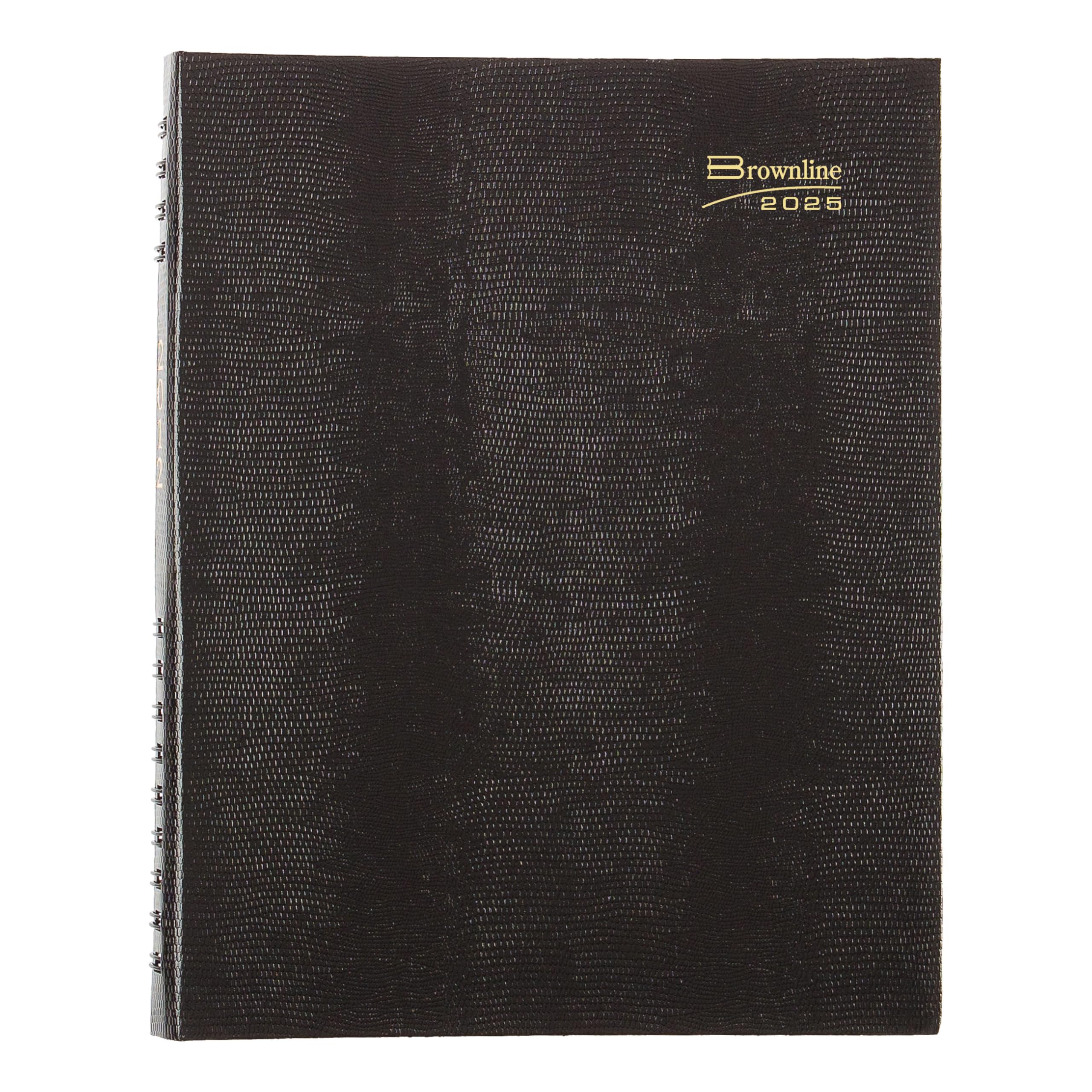 Brownline® CoilPro™ - Agenda diaria profesional 2025, libro de citas para cuatro personas, 12 meses, enero a diciembre, encuadernación de doble alambre, 11 x 8.5 pulgadas, negro (CB960C.BLK-25)