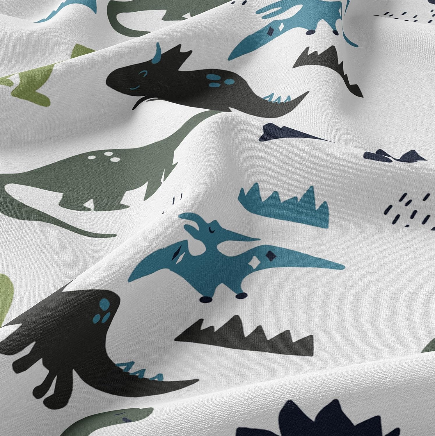 Sweet Jojo Designs 4-Piece Full Size Sheets Set (Blue Green Dinosaur) for Boys, Kids, Childrens, Breathable Bedding incl. Bed Flat Fitted Sheet & Pillow Cases (Modern Dino, Dinosaurs Theme, T-Trex)