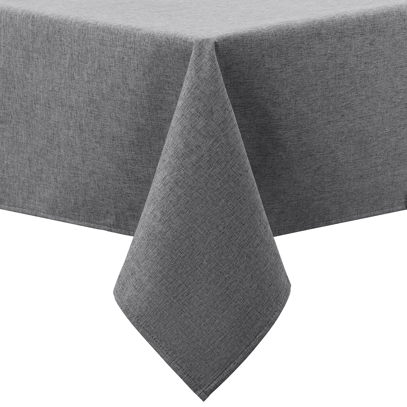 smiry Faux Linen Table Cloth Rectangular 140x240cm, Water resistant Tablecloth with Flannel Backing