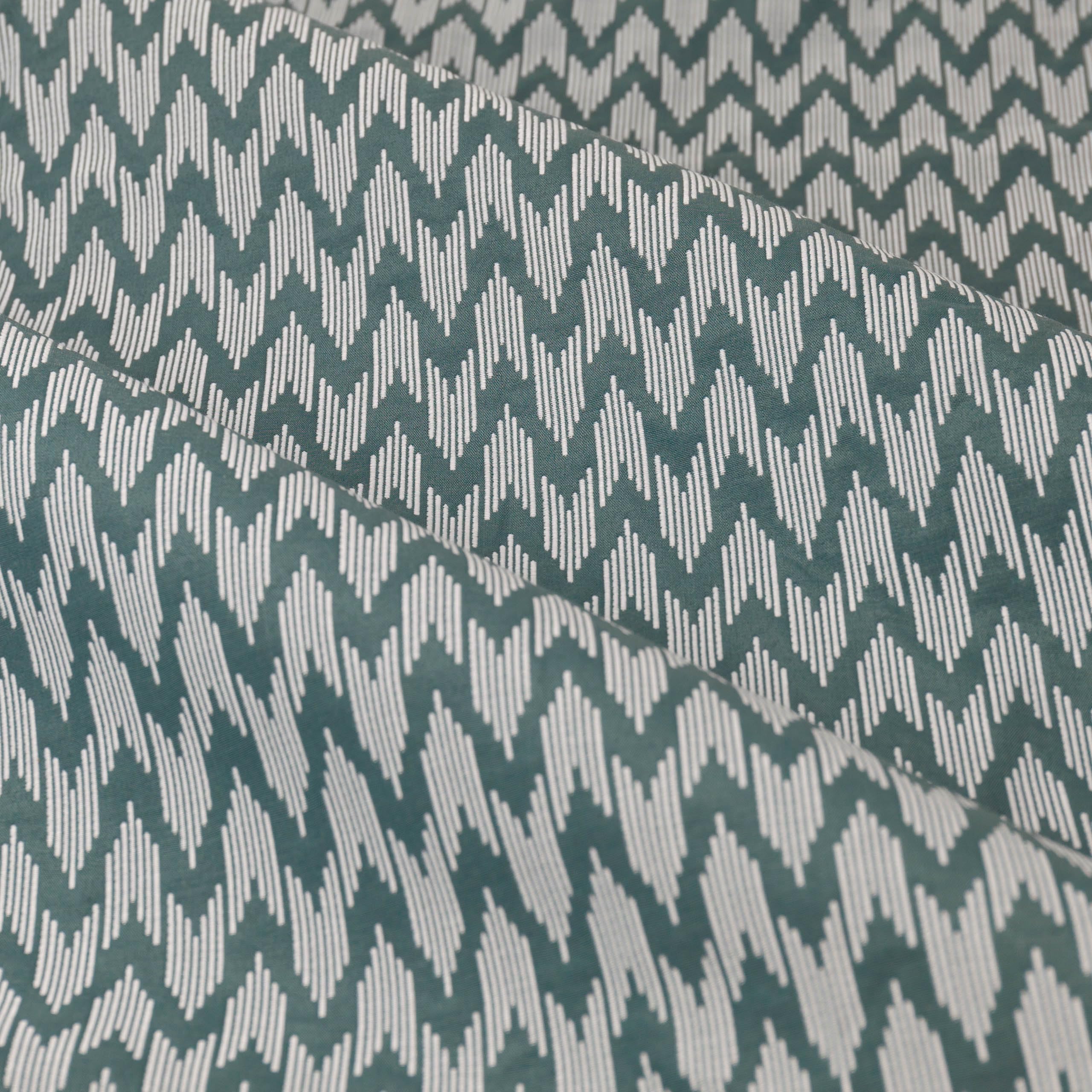 Sanderson Hutton Room Darkening Pencil Pleat Curtain Pair - Ikat Woven Jacquard Lined Drapes (Blue - 117x183cm) - Image 4