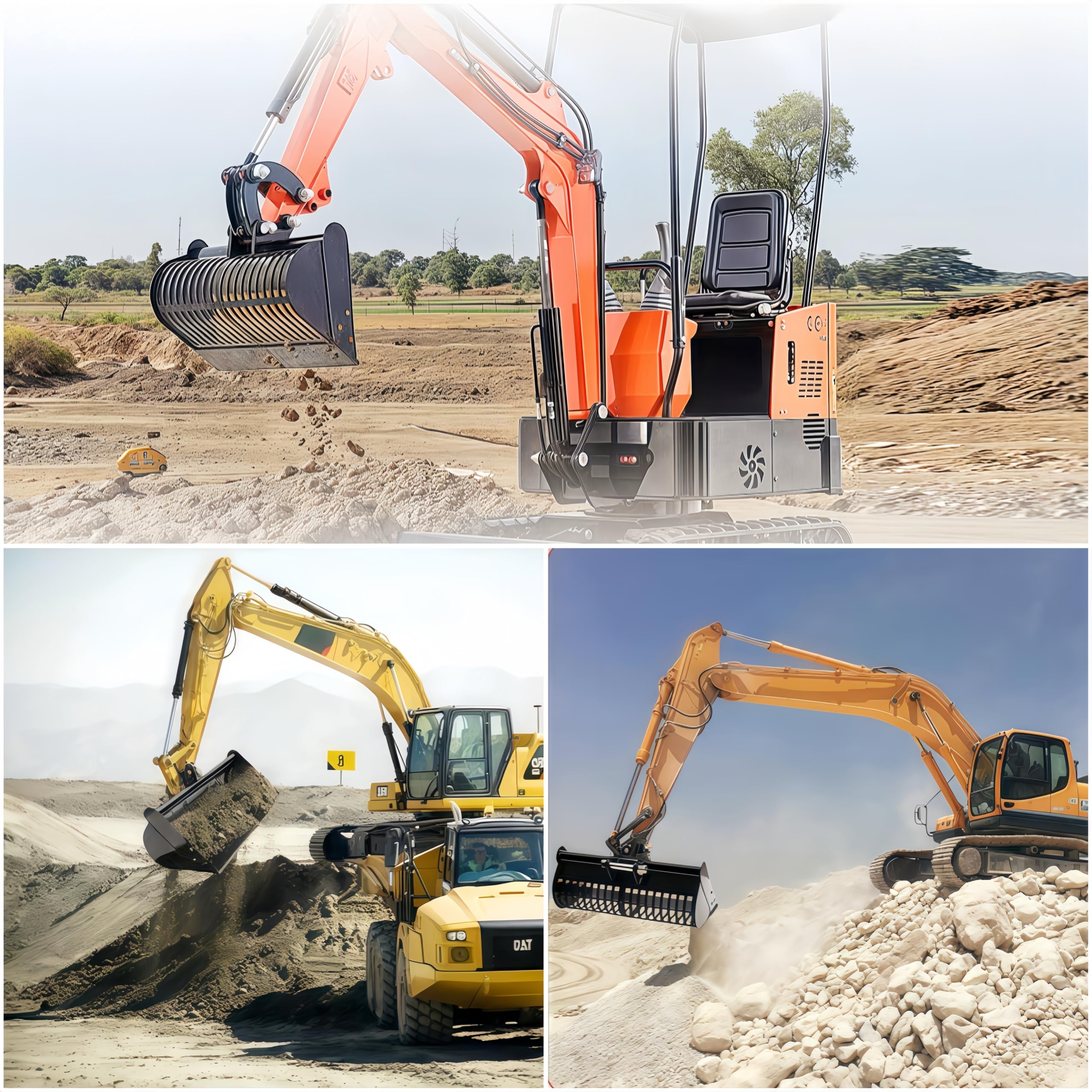 ADVOK Mini-Bagger, 600 mm, Siebeimer, 61 cm, Boden-Siebeimer, Stahl, schwarz, rechteckig, Eimer, Siebeimer