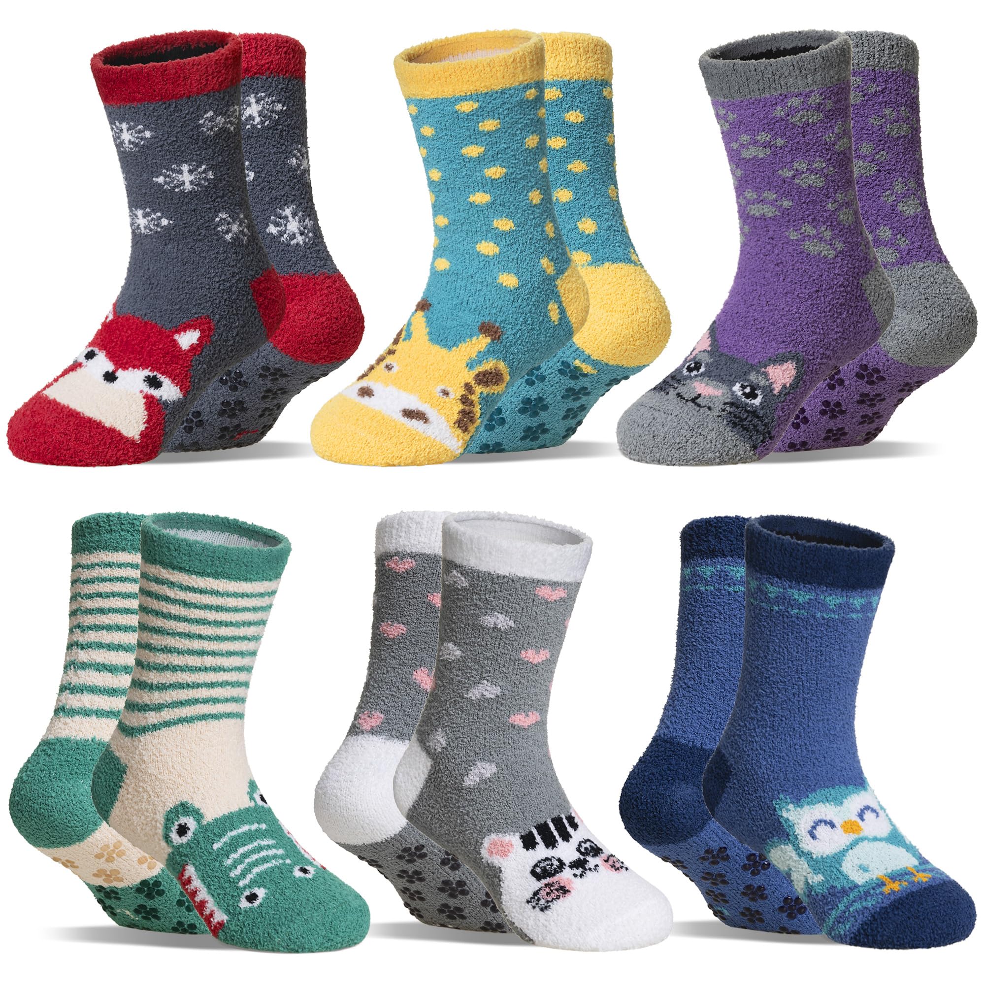 Weviaskids Fuzzy Socks With Grips Boys Girls Slipper Socks Fluffy