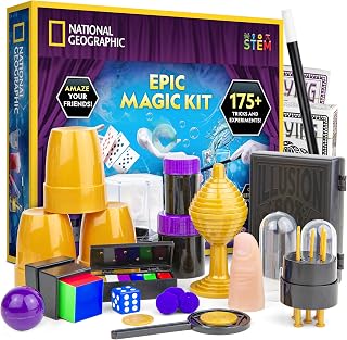 National Geographic Epic Magic Kit with 175+ Tricks for Kids 8-12 | 75+ Illusions, 100+ Science Experiments, 75+ Video Lessons from a Professional Magician, STEM Activities, Birthday Gift