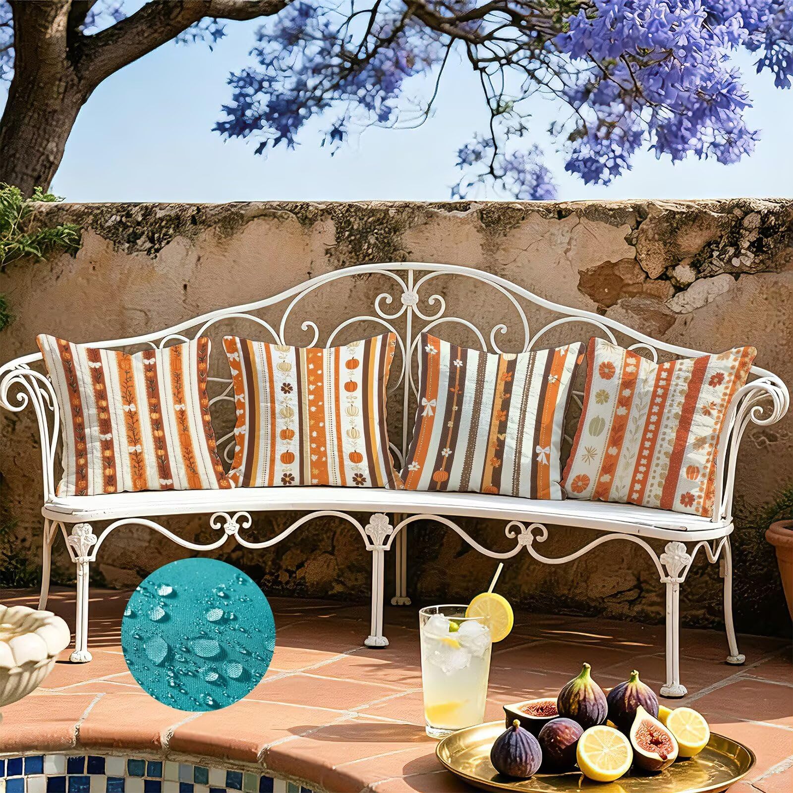 Kissenbezug 55x55cmOrange Farbe Outdoor Kissen Wetterfest 4er Set, Cod-733