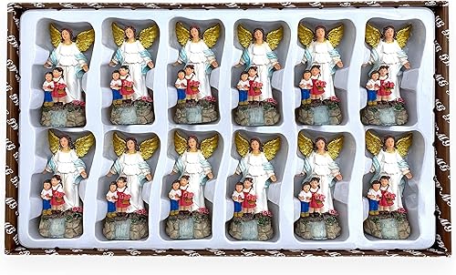 Juego de 12 piezas de estatua de ángel de la guarda de 3.5 pulgadas, mini estatua, figura de ángel de la guarda, regalo religioso