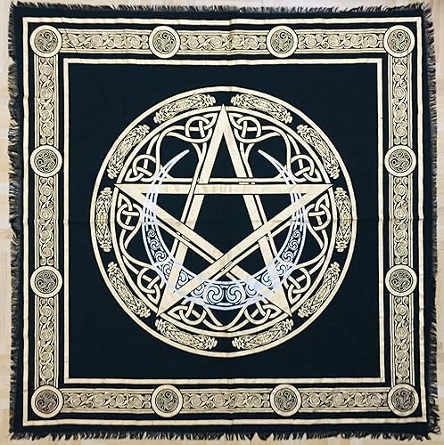 Indian Consigners Paño de altar Pentagrama Creciente Brujería Alter Tarot Spread Top Cloth Wiccan Square Espiritual 18 por 18 Paño Sagrado