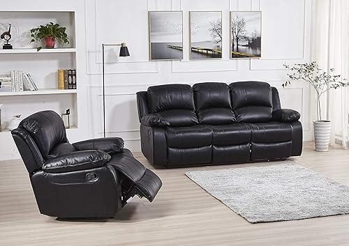 Miniatura 11 de Betsy Furniture 8018 - Juego de sillón reclinable de cuero reconstituido, para sala, sofá reclinable, sofá de dos piezas y sillón de cuero