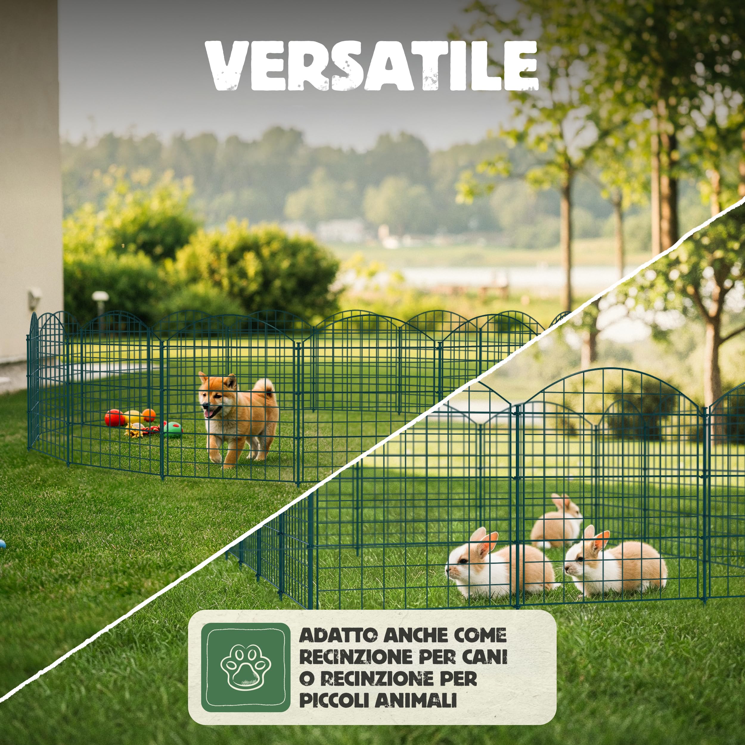 LAINFELD Recinzione per laghetto, set completo | 10 elementi di recinzione in metallo con pali | recinzione per piscina per bambini recinzione da giardino flessibile