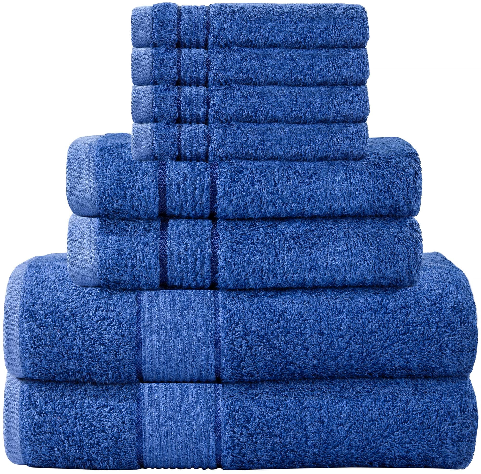 PRIME COLLECTIONS Bath Towel Set 8 PCS (8, Navy)