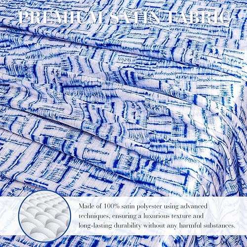 Miniatura 2 de YIYEA Sábanas de satén, estampado floral, lujoso juego de sábanas tamaño Queen de tacto sedoso, elegante juego de sábanas de satén suave, bolsillo