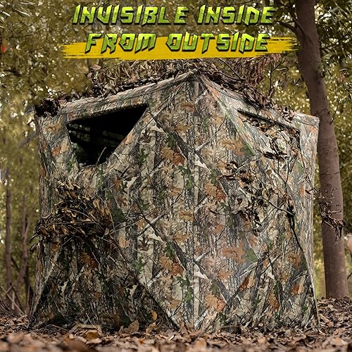 Vista 3 de Hunting Blind, 2 Person Pop Up Blinds 360 Degree See Through, Portable Durable Hunting Ground Blinds for Deer & Turkey Hunting