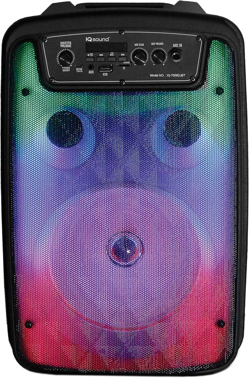 Supersonic IQ-7188DJBT Portable Bluetooth Speaker, 8-Inch, TWS Technology, LED Lights, Multiple Inputs, Mic - Perfect for Any Event