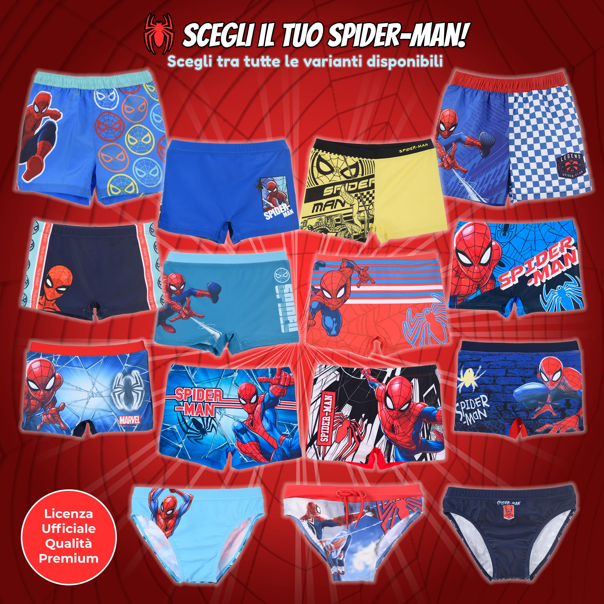 Marvel Maillot de bain pour enfant Spider-Man Mer Piscine Boxer Surf Slip ou Parigamas 3-8 ans Maillot élastique à séchage rapide garçon