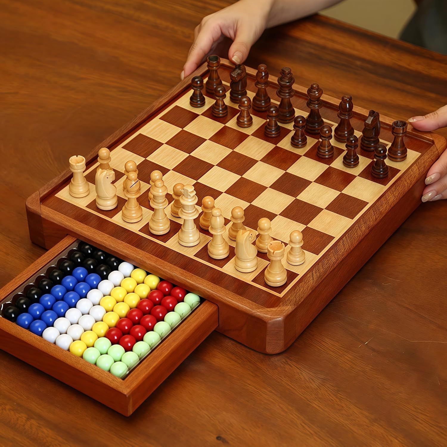Top Natural Wood Chess Set - Travel Games Sets with Board Games Gift, Chess Gifts & Pieces (Small)