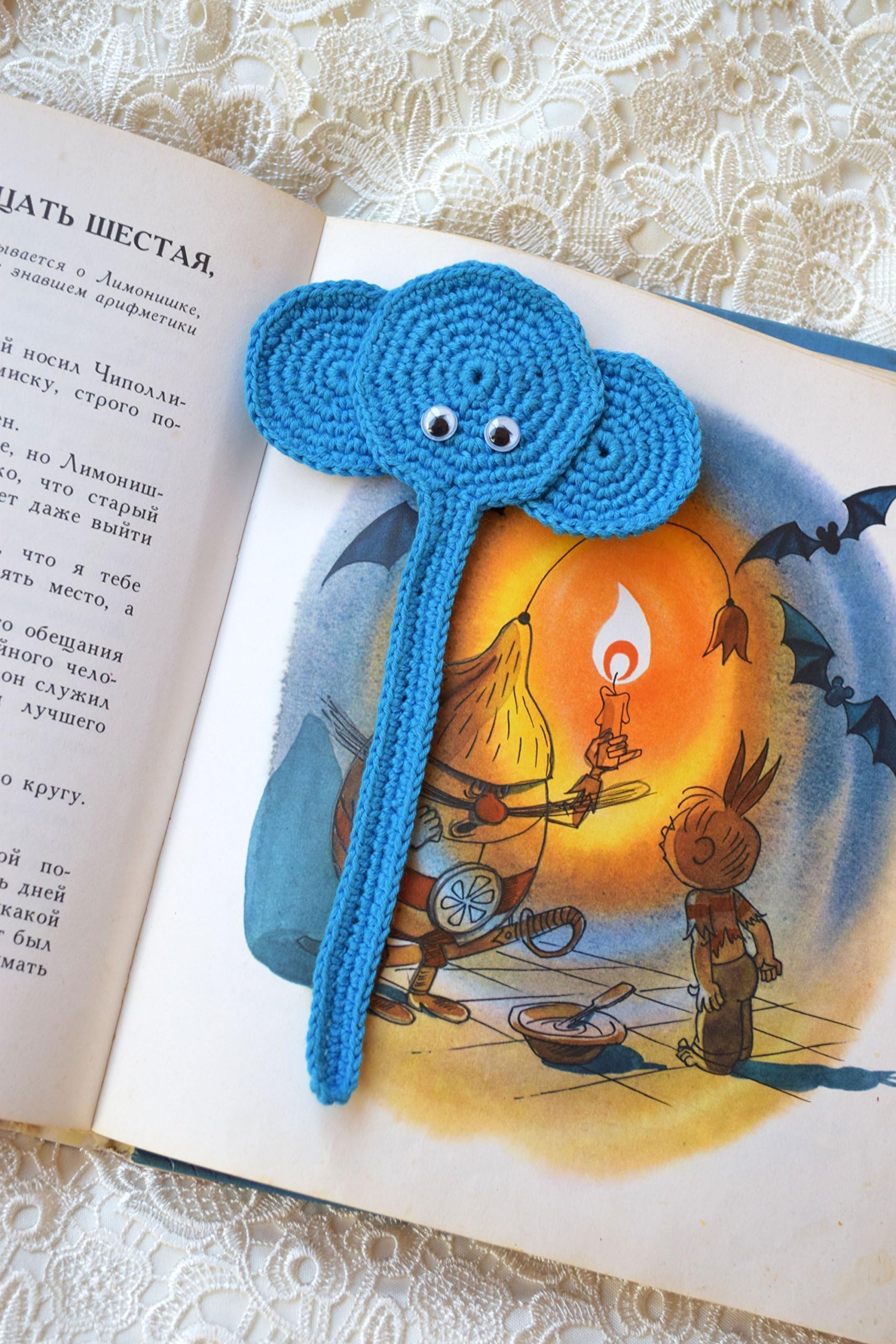Crochet Bookmark Elephant Crocheted Kids Animal Bookmark Back To School Book Lover Gift Planner Reading Accessories Teacher Gift Kid Gift Children Gift Girlfriend Gift Boyfriend Gift