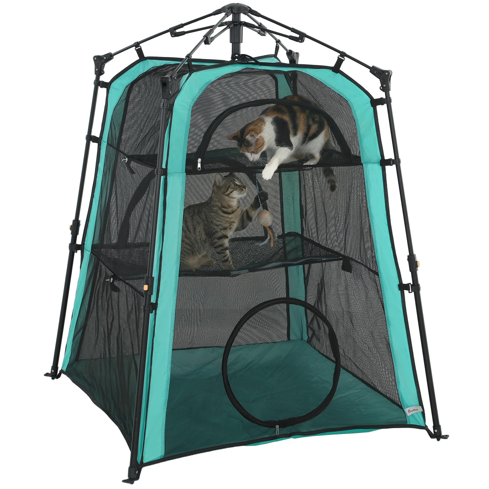 PawHut Catio, Outdoor Indoor Cat Enclosure Extra Large, Spacious Cat Tower Tents Playpen with Breathable Mesh, Carry Bag and Stakes, for Outside, Patios, Camping, Indoor Use