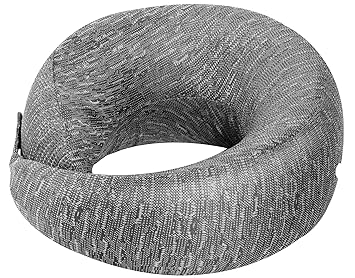 MY ARMOR Memory Foam Travel Neck Pillow for Flights, Car, Train, Variable Height Adjustment to Suit All Sleeping Positions, Breathable & Washable Cover, Grey - image, photos