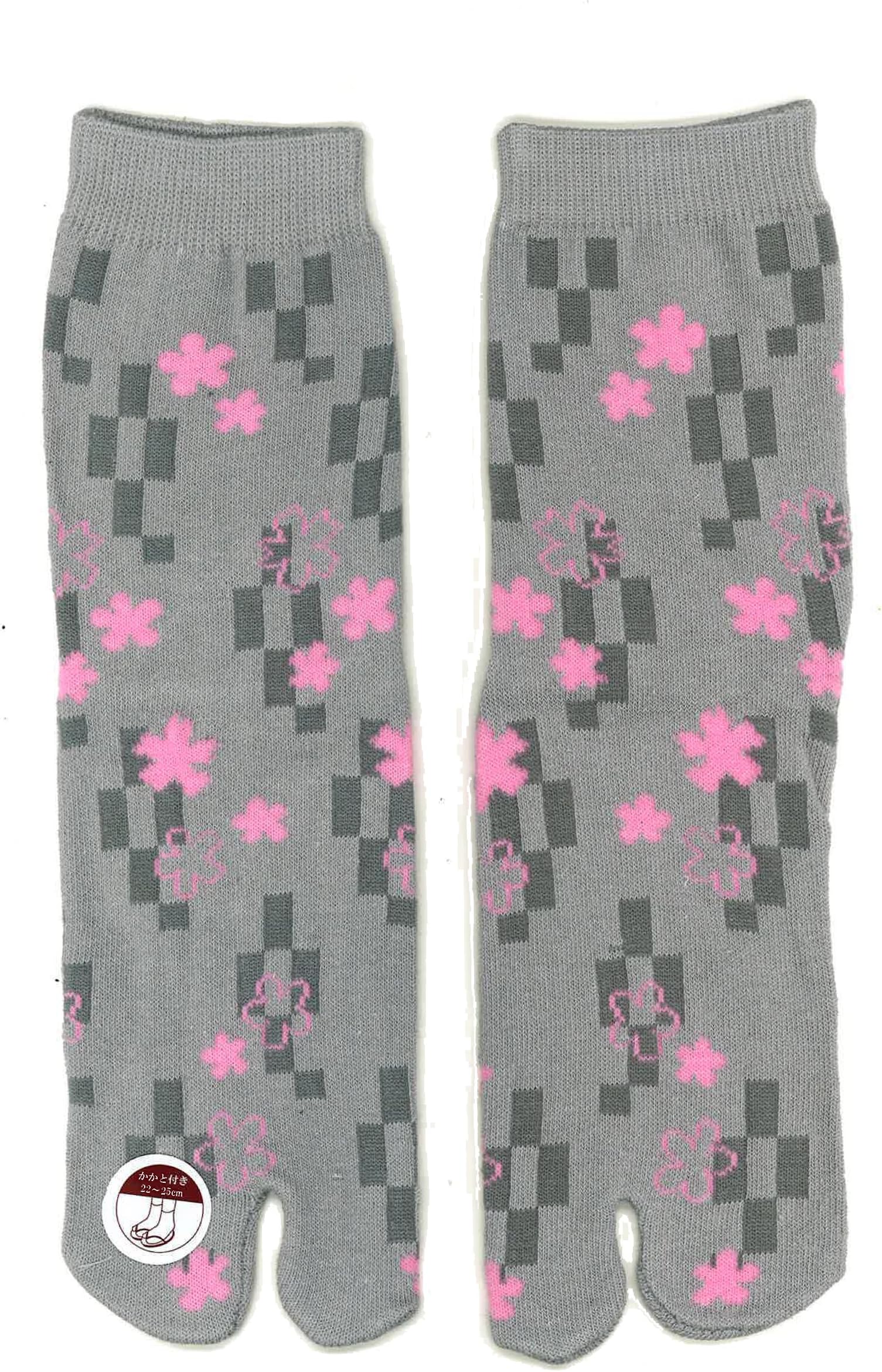 Flip Flop Socks 1 Pairs Pack, Sandal Tabi Socks (Men 1- 7, Women 2- 8, Sakura- Pink)