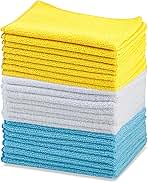 Amazon Basics Microfiber Cleaning Cloths, Ultra Absorbent, Lint Free, Streak Free, Non-Abrasive, Reusable and Washable, 16