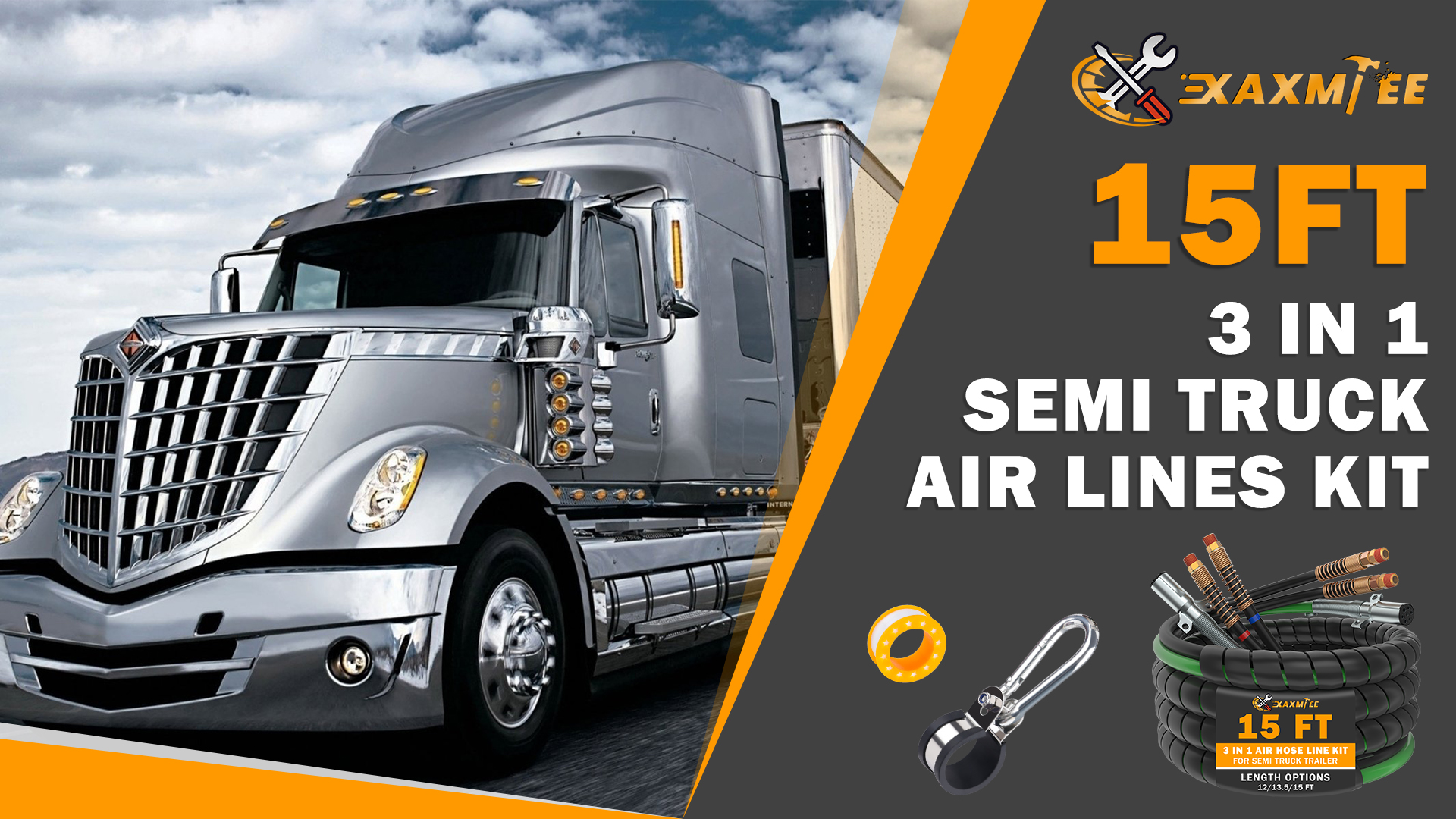 Amazon.com: XaXmTee 15 FT Semi Truck Air Lines Kit 3IN1 Trailer