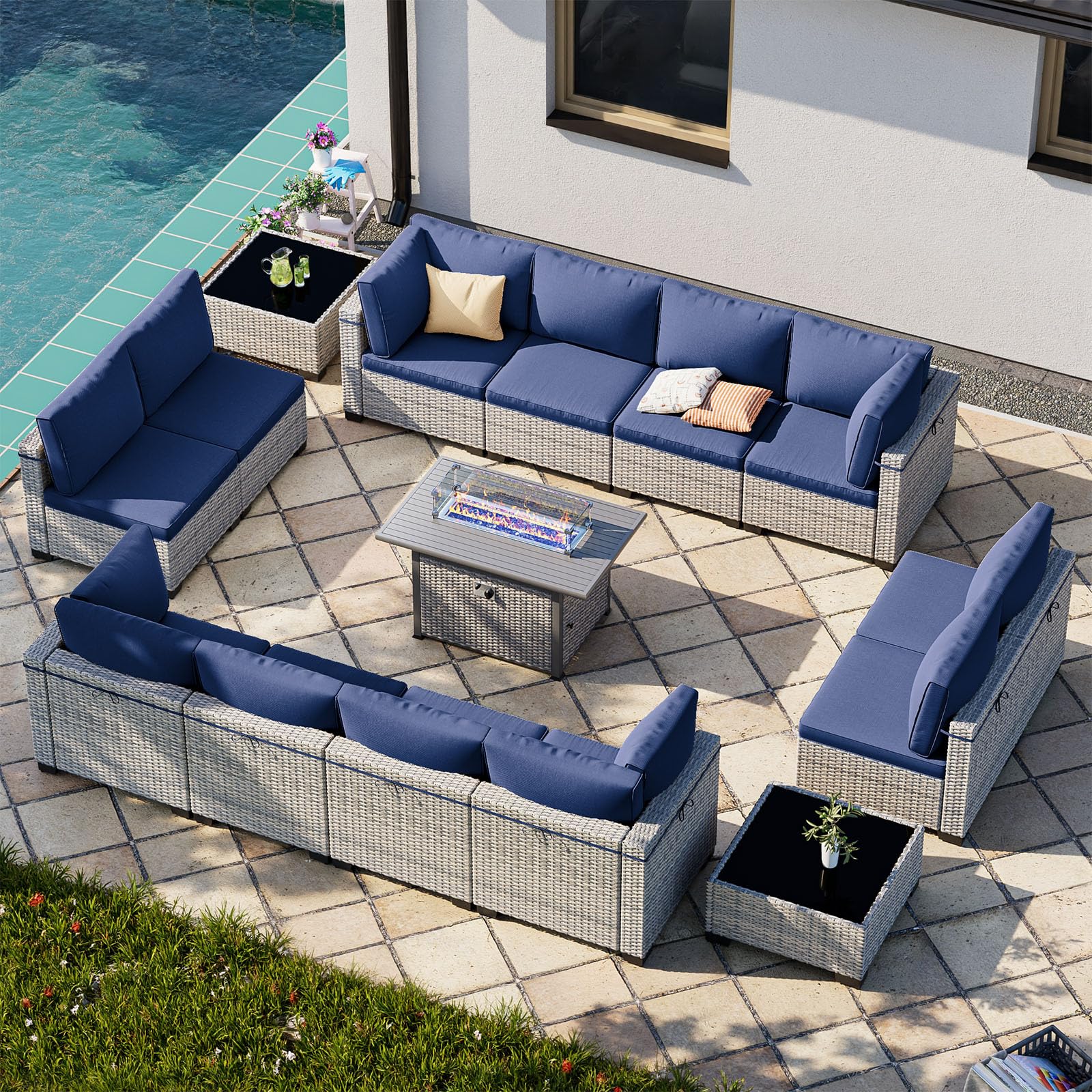 Outdoor PE Wicker Rattan Modular Patio Sectional Sofa Set