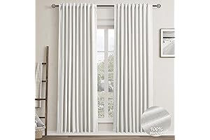 Extra Long Blackout Curtains: 80" Natural Linen Curtains for Bedroom, Elegant Neutral...