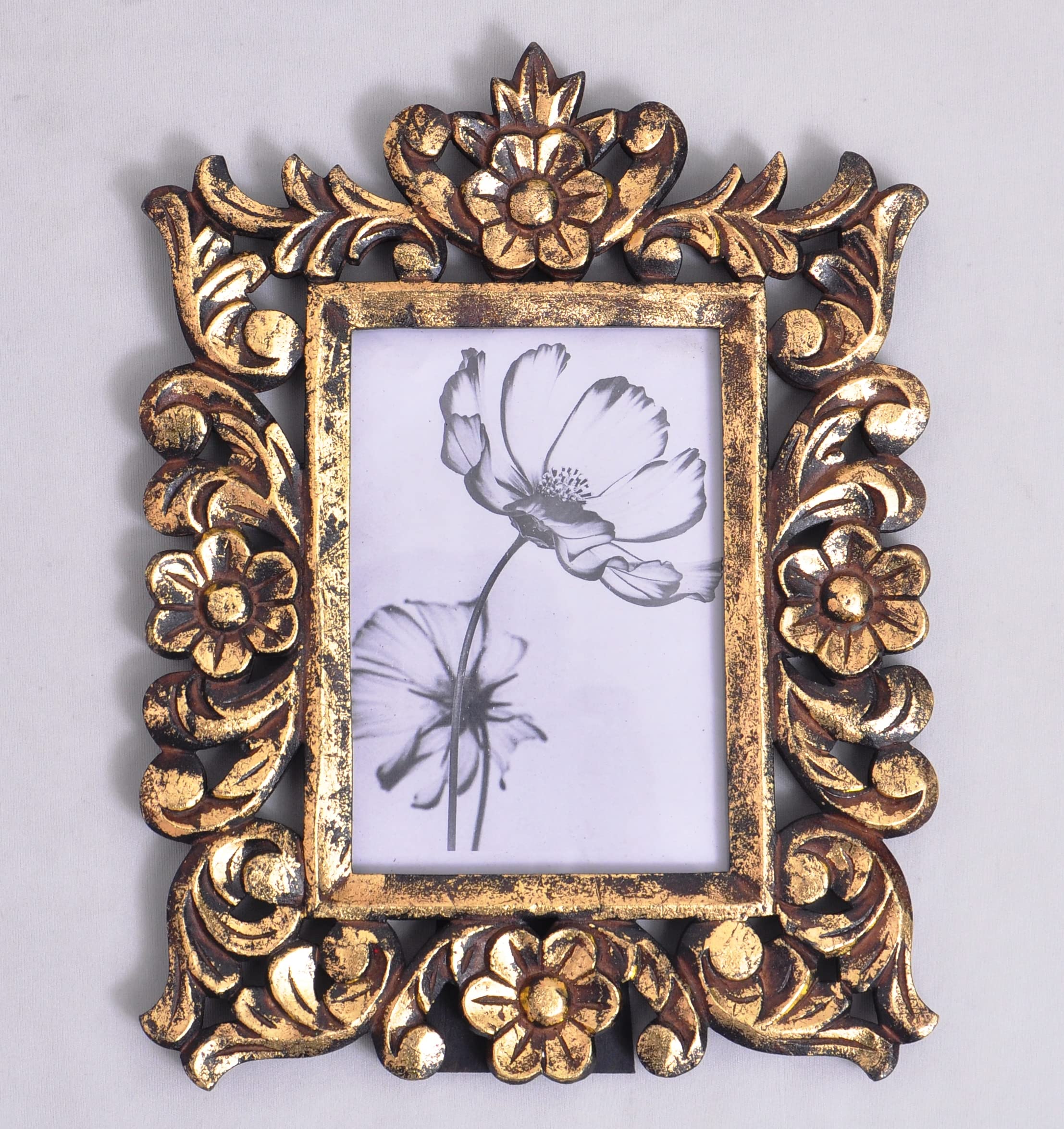 Decorous Shoppee Wooden Table-Top & Wall Hanging Photo Frame/Vintage Wooden Wall Hanging Photo Frame/Table Top Photo Frame/Wooden Picture Holder Stand Rectangular