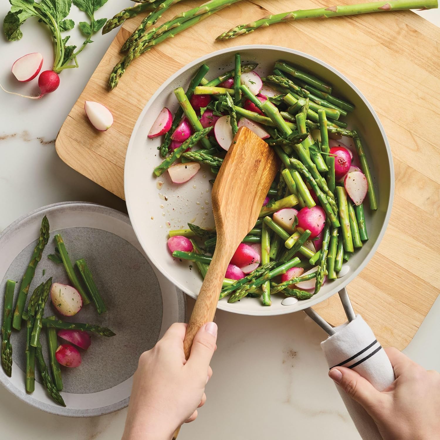 KitchenAid Hard Anodized Ceramic Induction Nonstick Cookware Frying Pan/Skillet, Dishwasher Safe, 10 Inch Non Stick Fry Pan with Stainless Steel Handle - Porcelain White