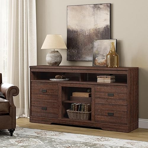 WAMPAT Soporte de TV de granja para televisores de 65 pulgadas, centro de entretenimiento de 39 pulgadas de alto con cajones, gabinete de consola