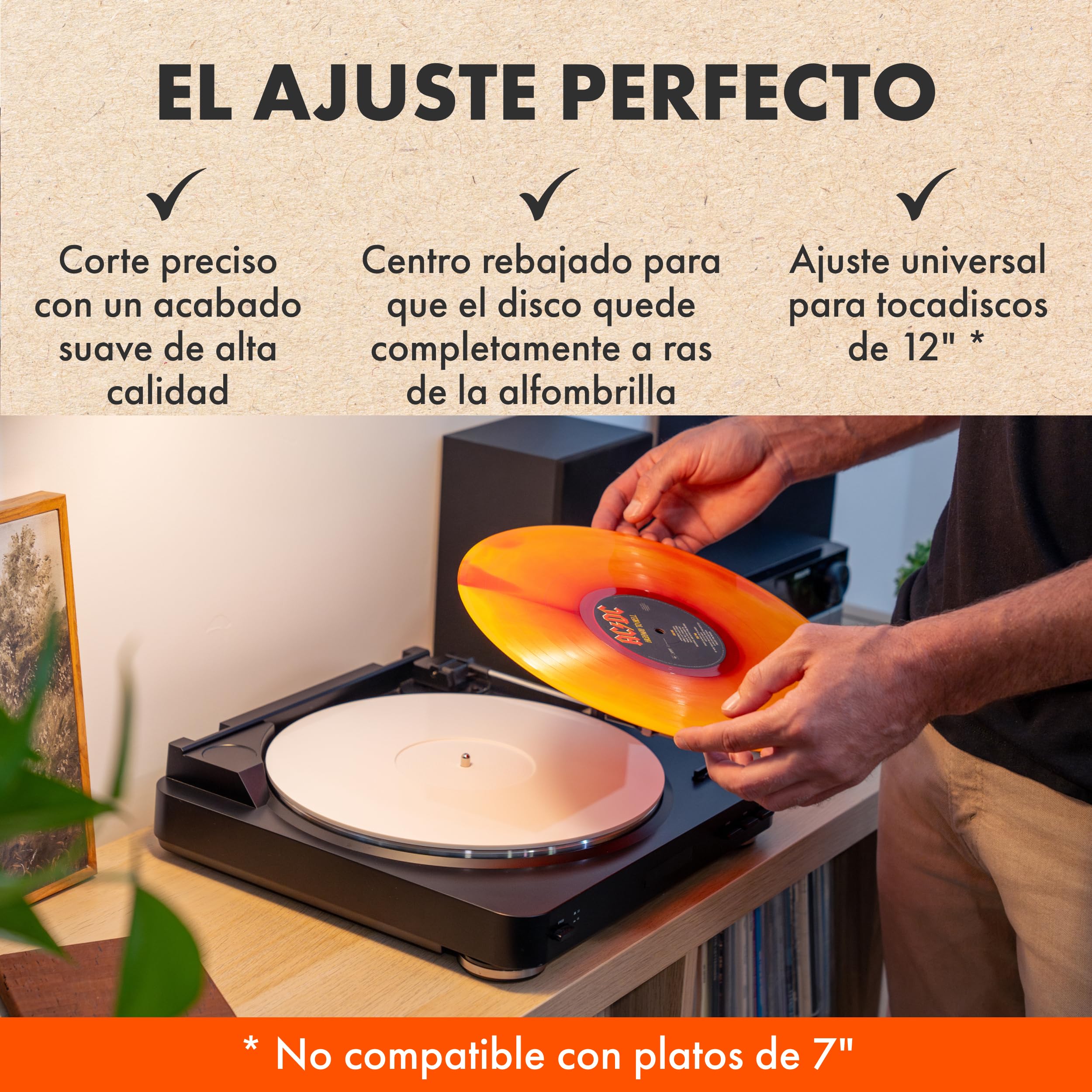 Alfombrilla acrílica blanca para tocadiscos | SPINCARE Premium 4 mm Slipmat Vinilo | Esterilla de 12" | Mejora el sonido del vinilo | Alfombrilla Tocadiscos Hi-Fi
