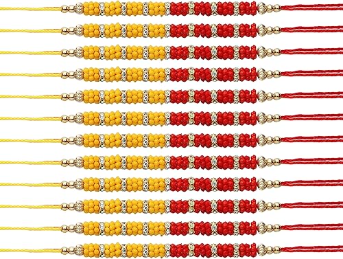 Juego de 12 hilos Rakhi para hermano Rakhi para Bhai Bhabhi Bhaiya Bhabhi y Bhatiji veera Raksha Bandhan Rakhi paquete de regalo Dora pulsera Kalwa