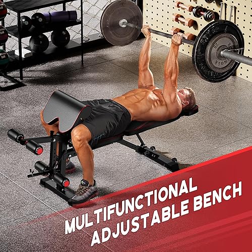 Miniatura 7 de Weight Bench Press, Strength Training Workout Benches for Home Gym, FRITTON 800 LB Stable Decline Incline Bench for Full Body Workout, Adjustable