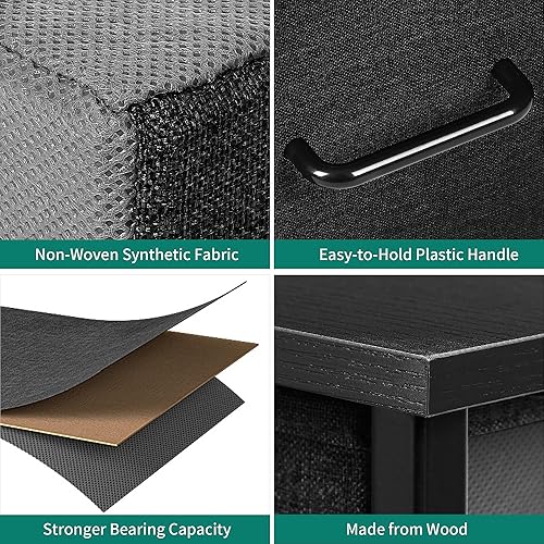 Miniatura 6 de YITAHOME Cómoda de tela con 7 cajones, mueble de almacenamiento, marco de acero resistente, parte superior de madera y cubos de tela fáciles de