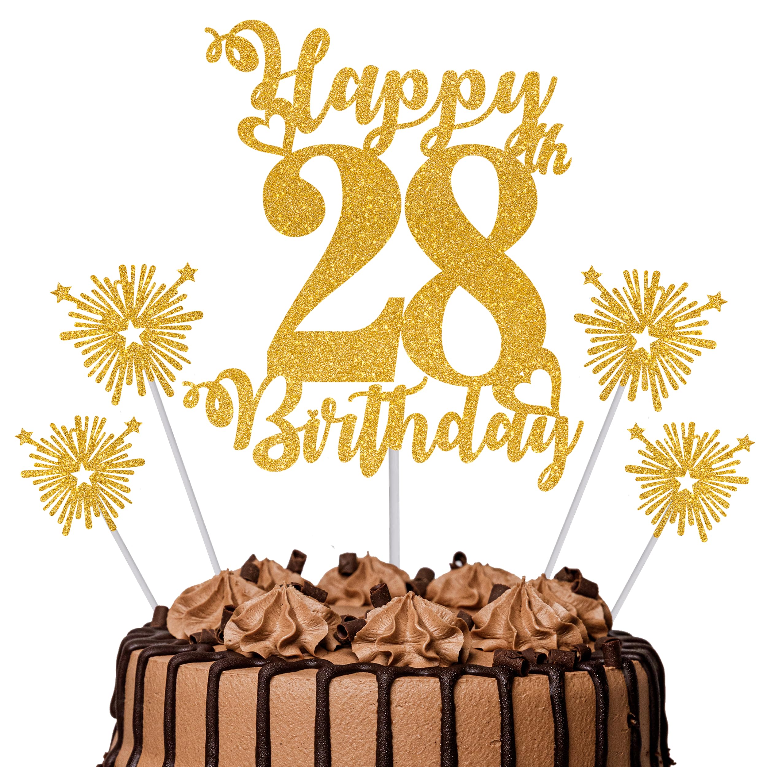 Gold Glitter 96th Birthday Cake Topper Set – 5 Piece Premium Glitter Birthday Decoration & Party Supplies for Men, Women & Kids – 96th Birthday — view 80