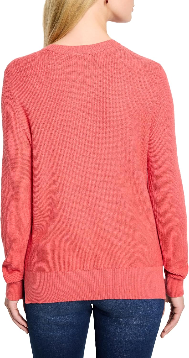 NIC+Zoe Womens Waffle Stitch V-Neck Sweater - Image 2