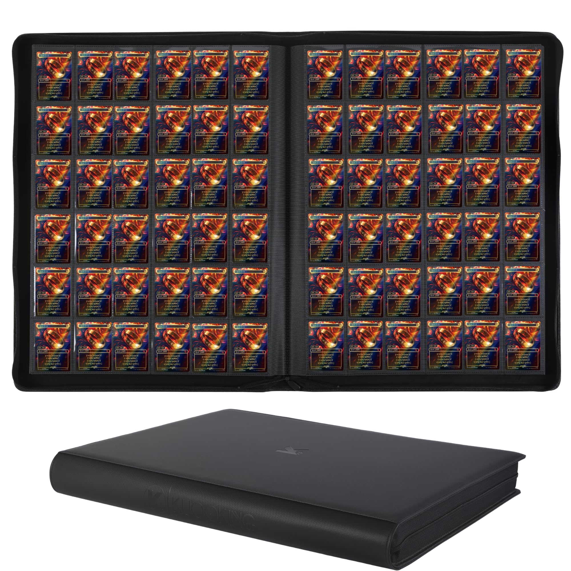 KUOOKING 3600+ Pockets Trading Card Binder, 36-Pocket Card Ablum Compatible with MTG,Sports Cards & Other Standard Size Trading Card (BLACK)