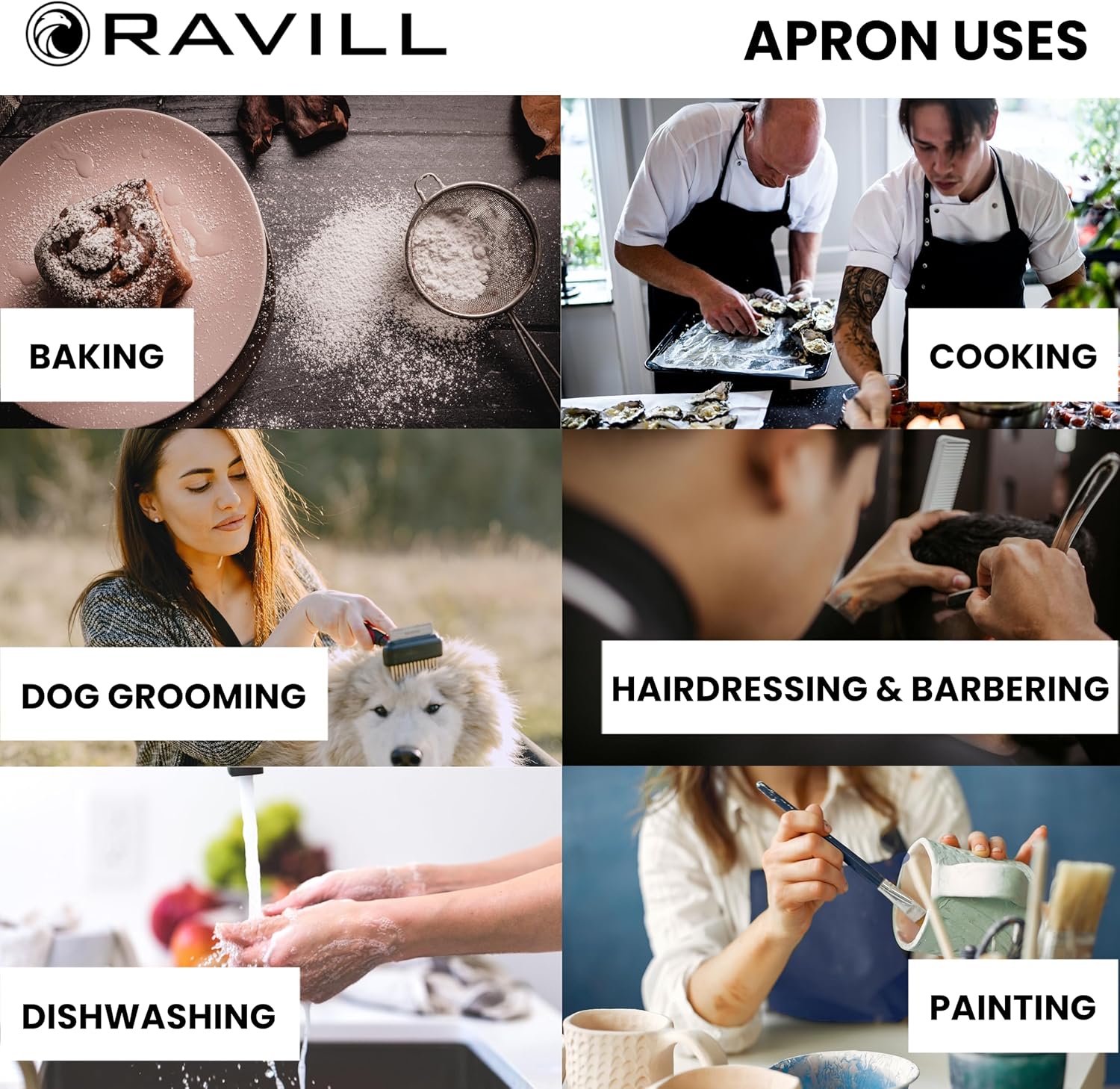 Waterproof Apron For Men and Women - 2 Pockets - 35" Long Multi Purpose Work Aprons for Dishwashing, Dog Grooming