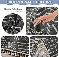 Vista 233 de VClife funda boho de sofá de felpilla para sofá seccional, funda antideslizante para sofá de 2 plazas, protector para mascotas con borlas, funda