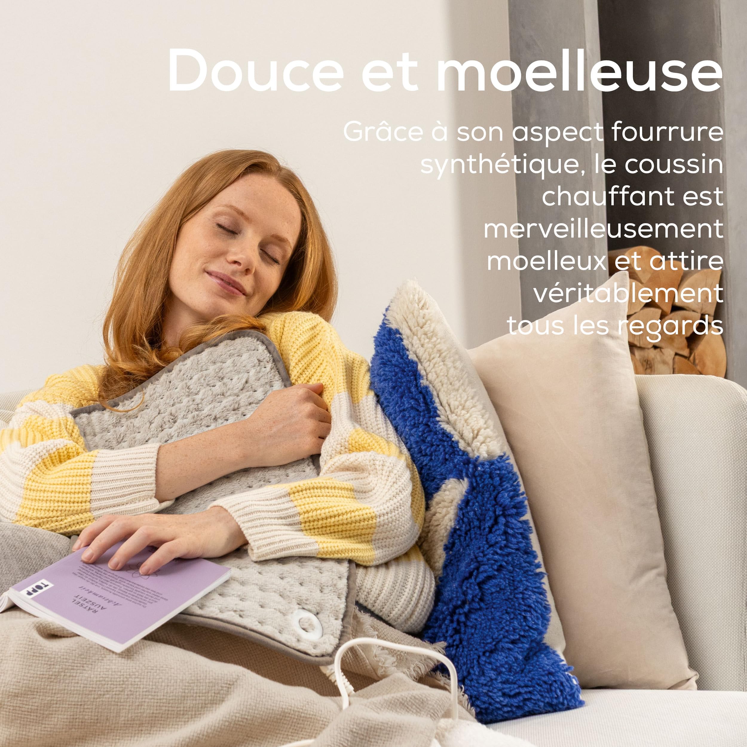 Beurer HK 123 XXL Nordic Coussin chauffant en peluche avec 3 niveaux de température et arrêt automatique, lavable en machine, fabriqué en Europe, format XXL 60 x 30 cm