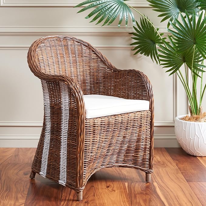 Sillón Club Rattan Natural y Blanco miniatura 2