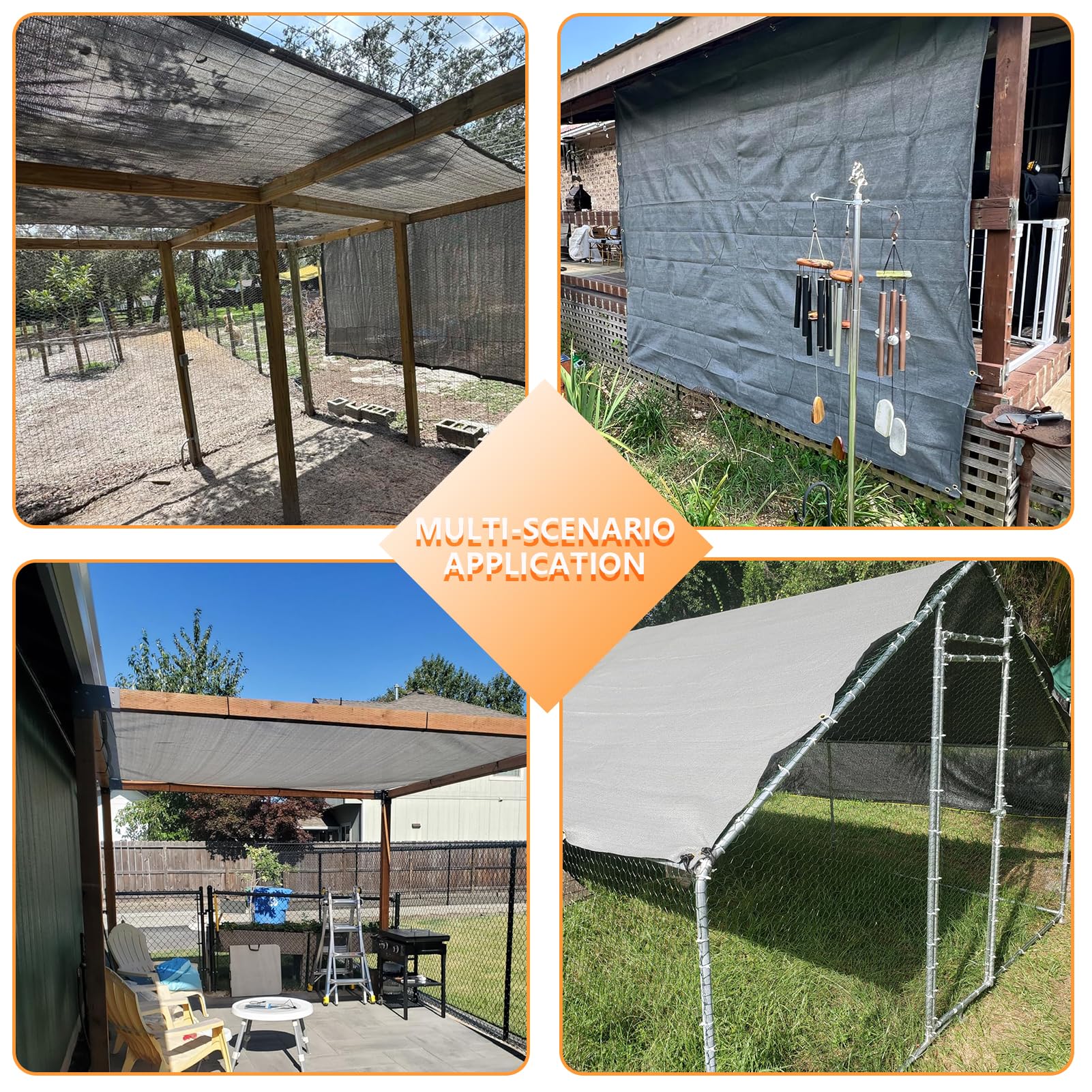 POYEE 90% 3,6 x 7,3 m Malla de Sombra para Exterior con Ojales | Red de Sombra para Patio, Pérgola, Jardín, Jardín Trasero, Terraza, Porche, Gris