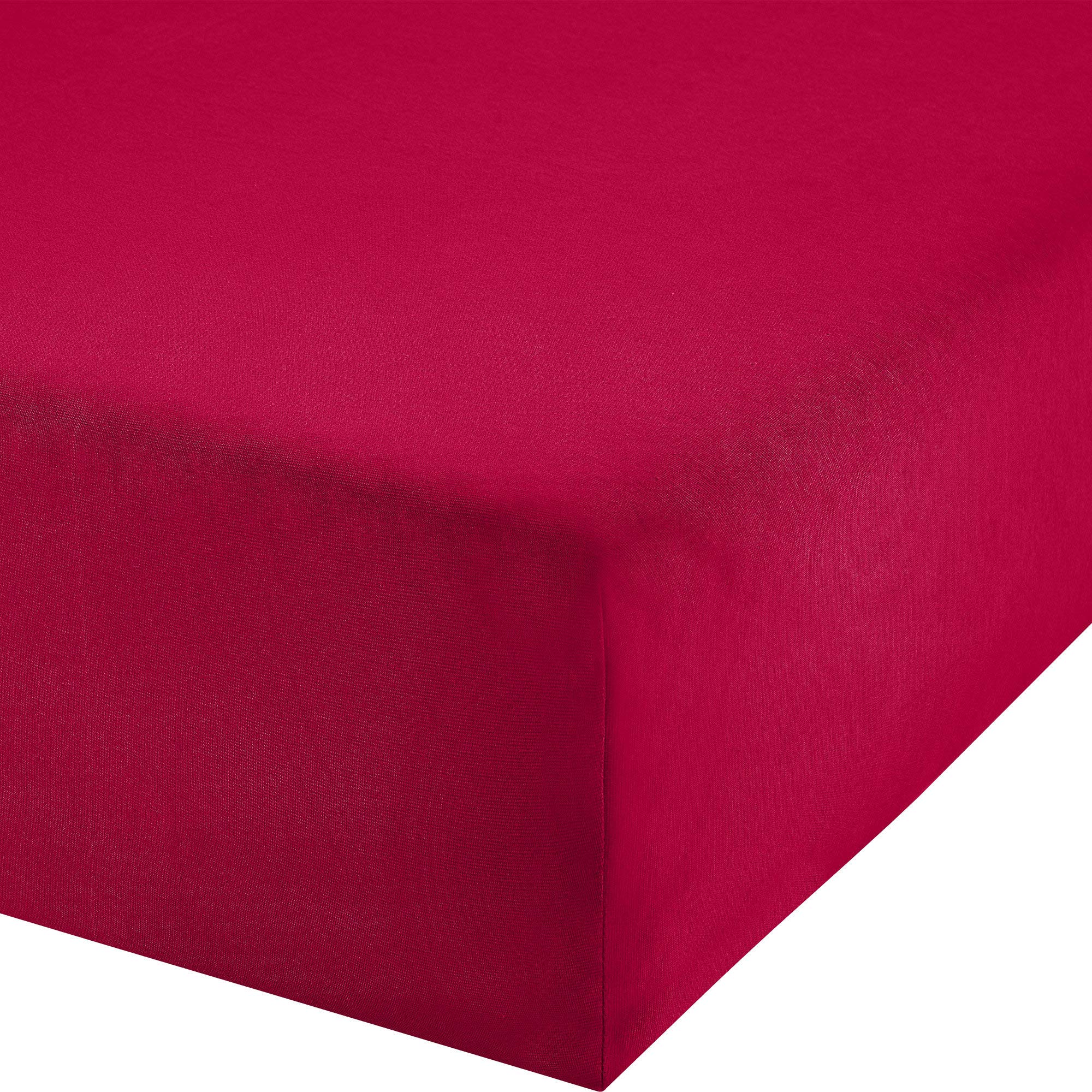 Erwin Müller Boxspringbett-Spannbettlaken Freising Elasthan-Jersey-Stretch - rot Größe 180x200 cm - 200x220 cm - dehnbar, antipilling, bügelfrei, Rundumgummi