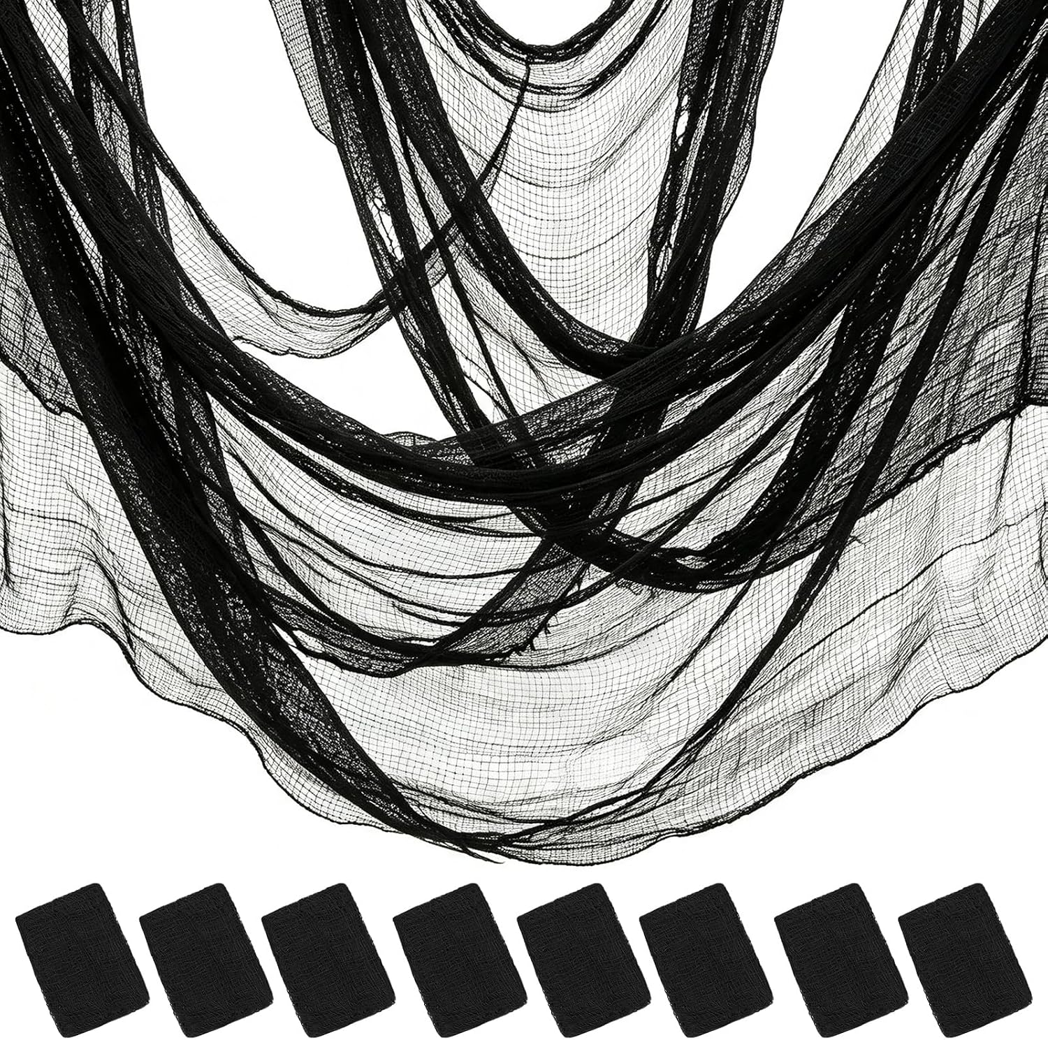8 Pack Black Halloween Gauze Creepy Cloth Fabric Tapestry Decor,72 x 30 inch Indoor Outdoor Spooky Halloween Decorations for Home Wall Party Table Yard Haunted House